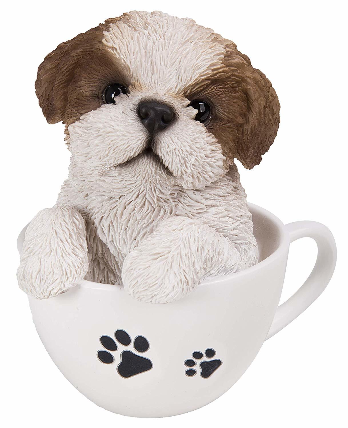 Vivid Arts Pet Pals ShihTzu Puppy in Tea Cup, Multi-Colour
