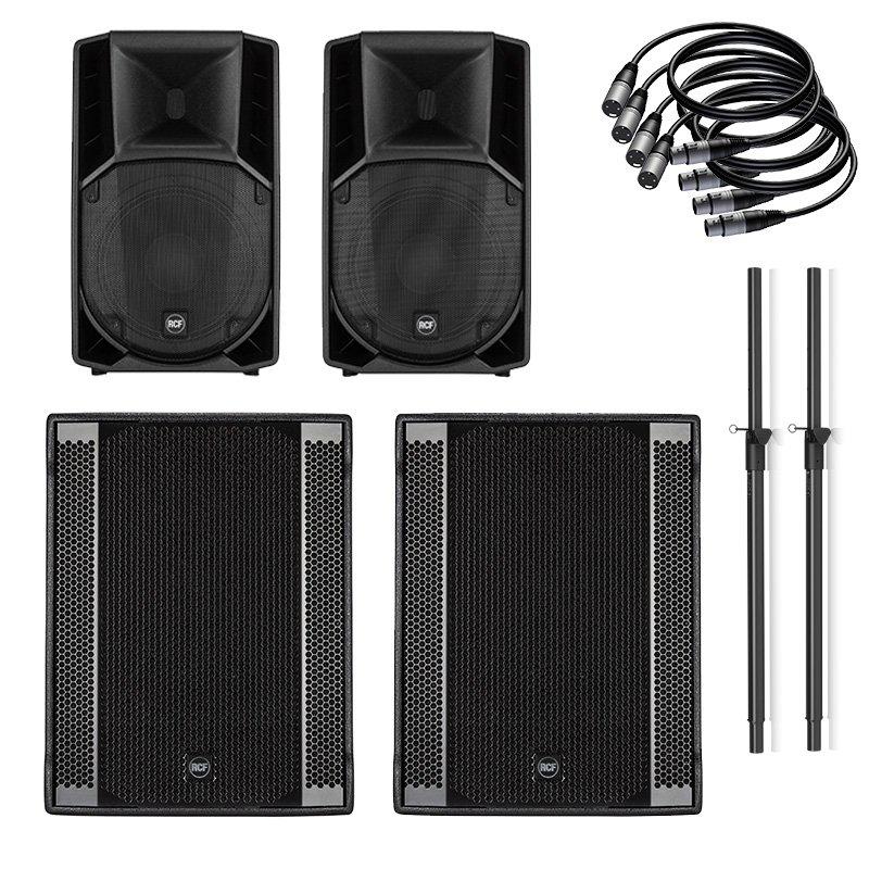 RCF Active DJ PA Package with 12" Tops and 18" Subwoofers