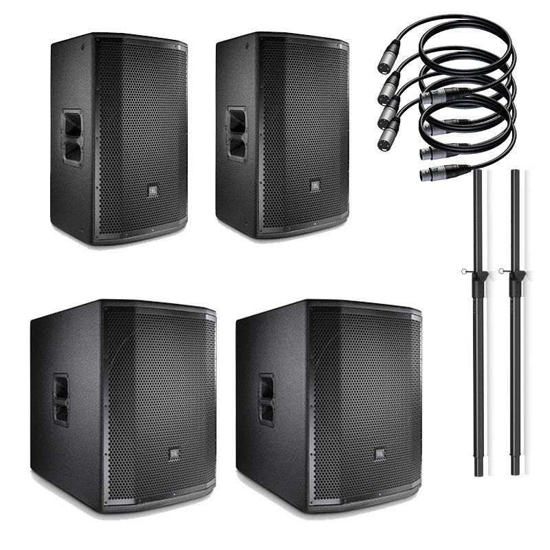 JBL PRX Active DJ PA Package with 15" Tops and 18" Subs
