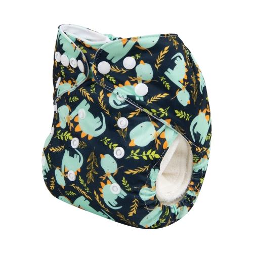 dark blue pocket nappy with turquoise dinosaurs side view