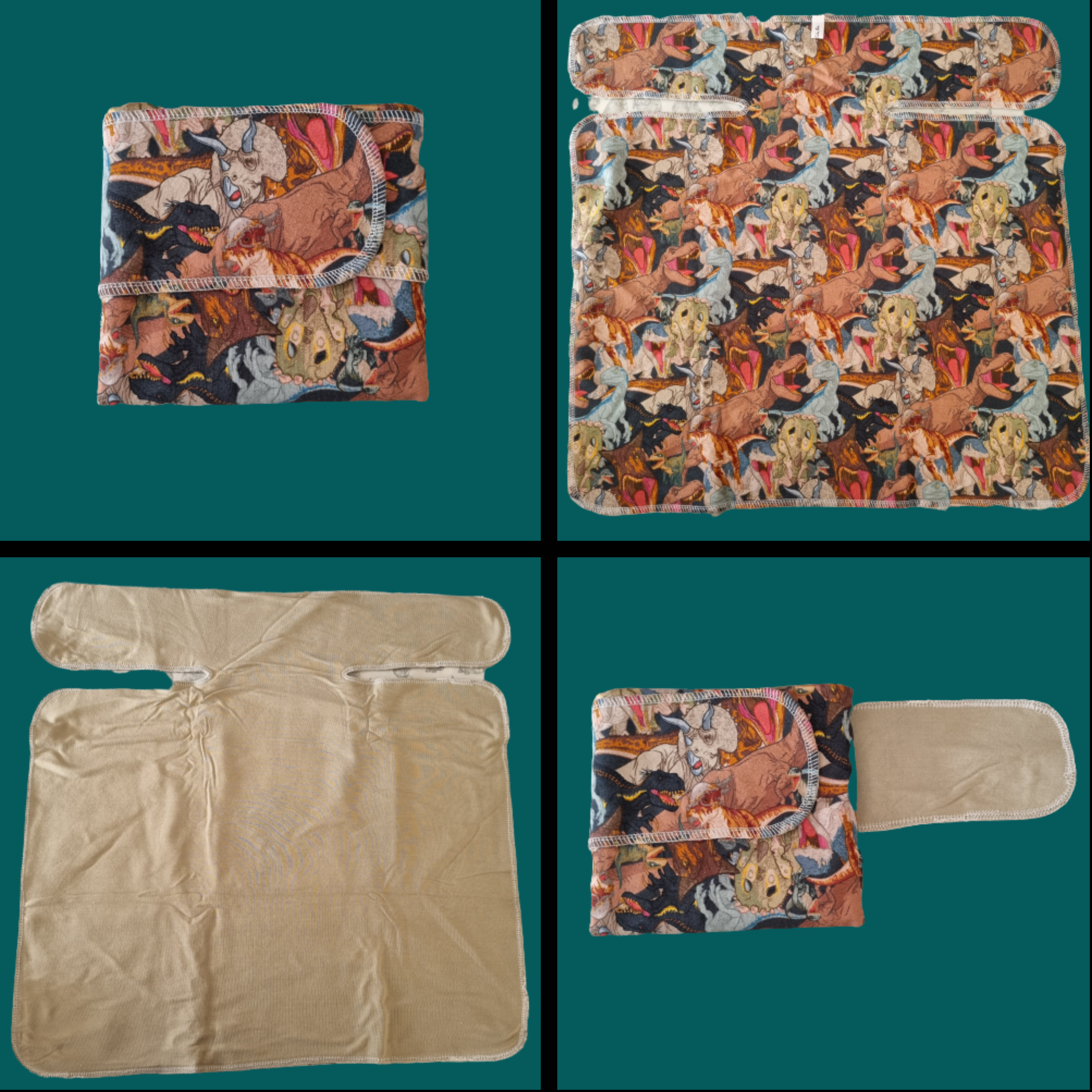 collage of preflat nappies with a dinosaur pattern