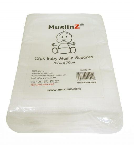 12 pack of plain white muslin squares