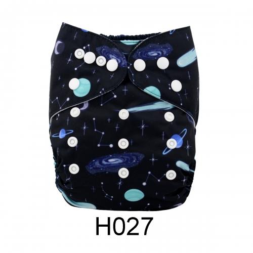 Dark pocket nappy with small planets in blue tones