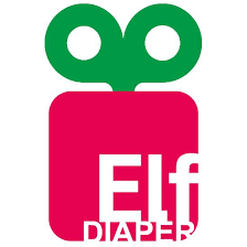 ELF Diaper Logo Red box with a green wind up key on top and white lettering on the red box