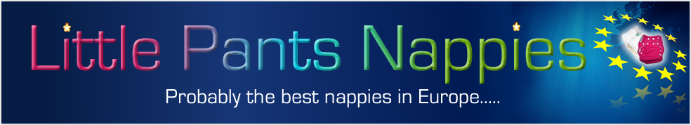 Little Pants Nappies logo with a cloth nappy image after the text