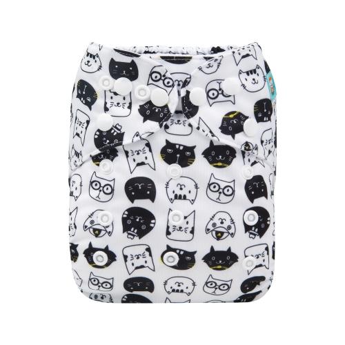 pocket nappy with white background and black and white cartoon cats images