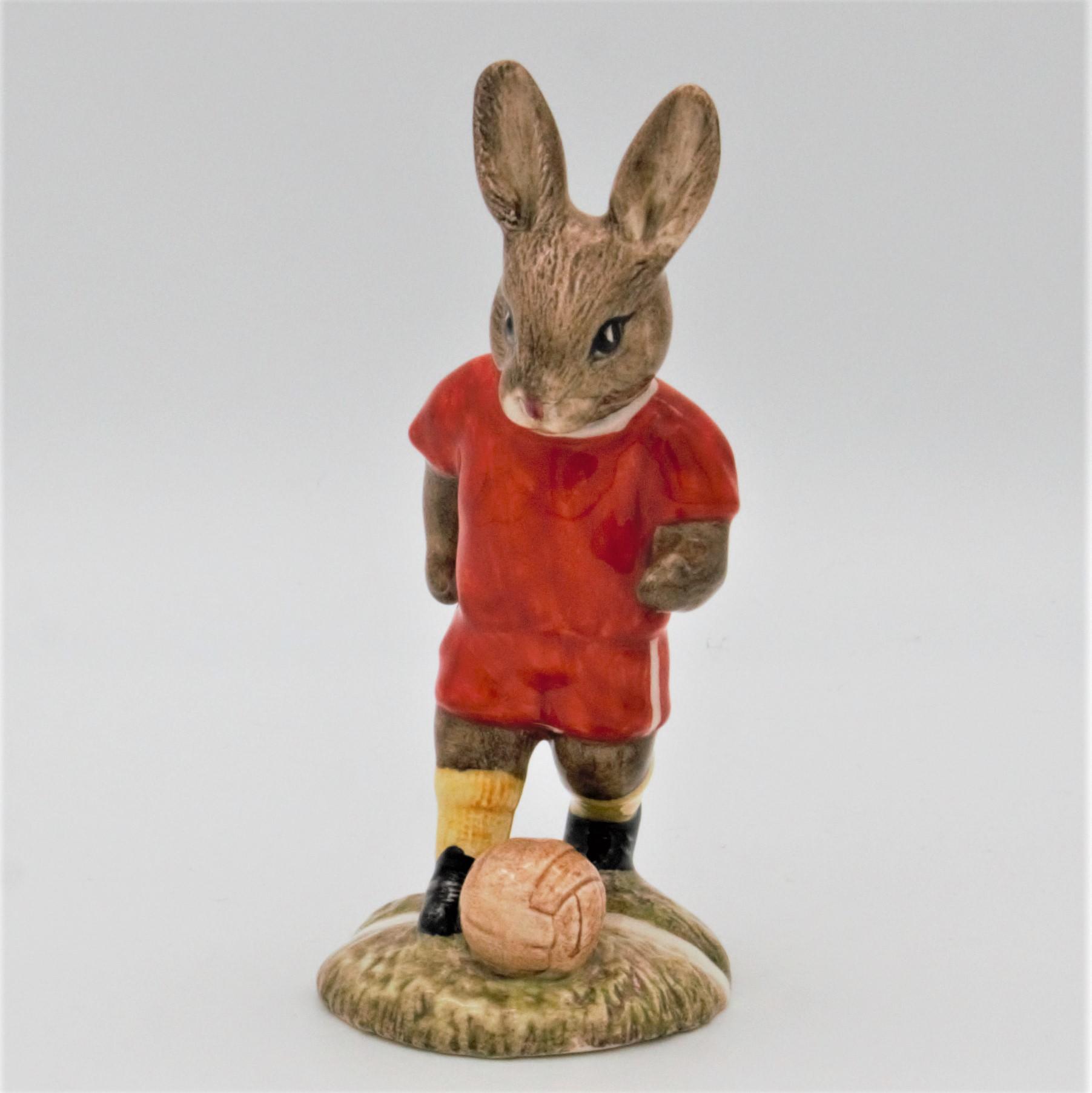 Royal Doulton Bunnykins figure - DB119 Footballer in Red - front