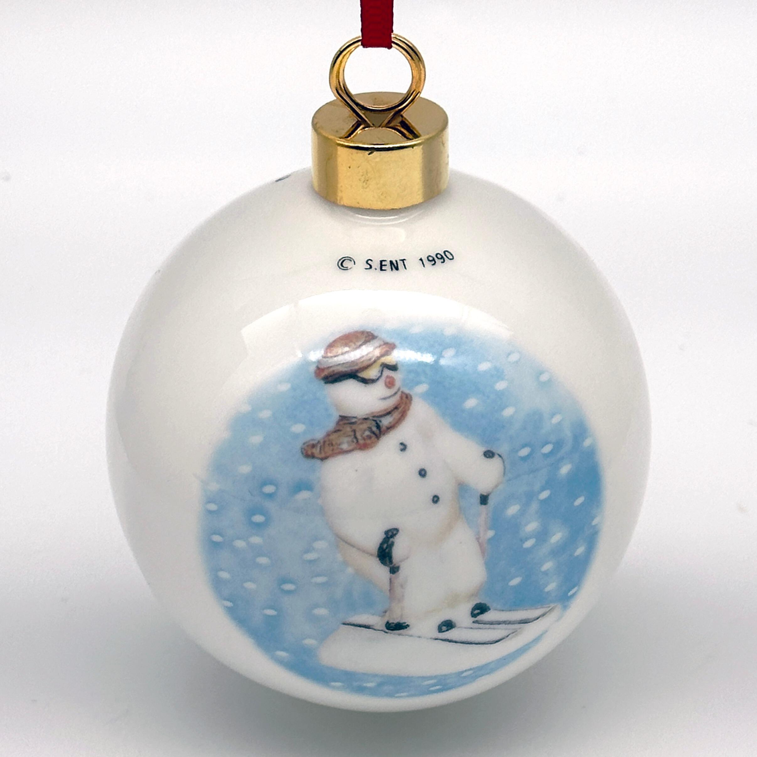Royal Doulton Set of 6 Spherical Snowman Christmas Tree Bauble - Skiing