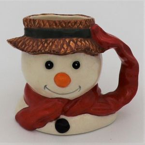 Royal Doulton D6972 Prototype Snowman Character Jug with Scarf Handle and Straw Hat - front