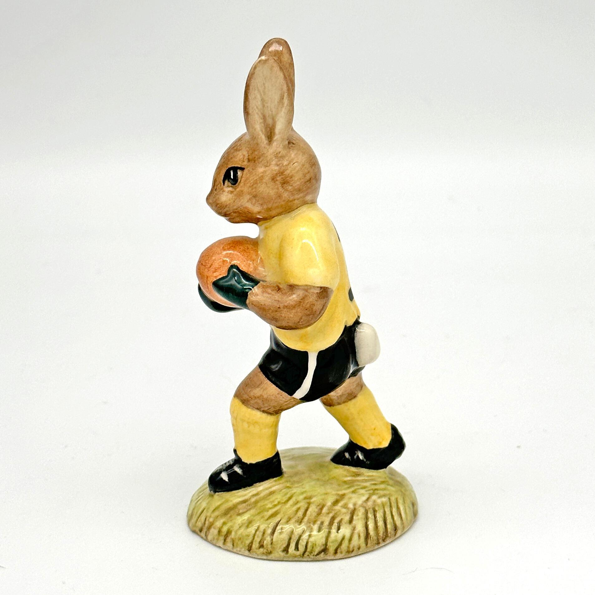 Royal Doulton Bunnykins figure - DB120 Goalkeeper in Yellow and Black - left