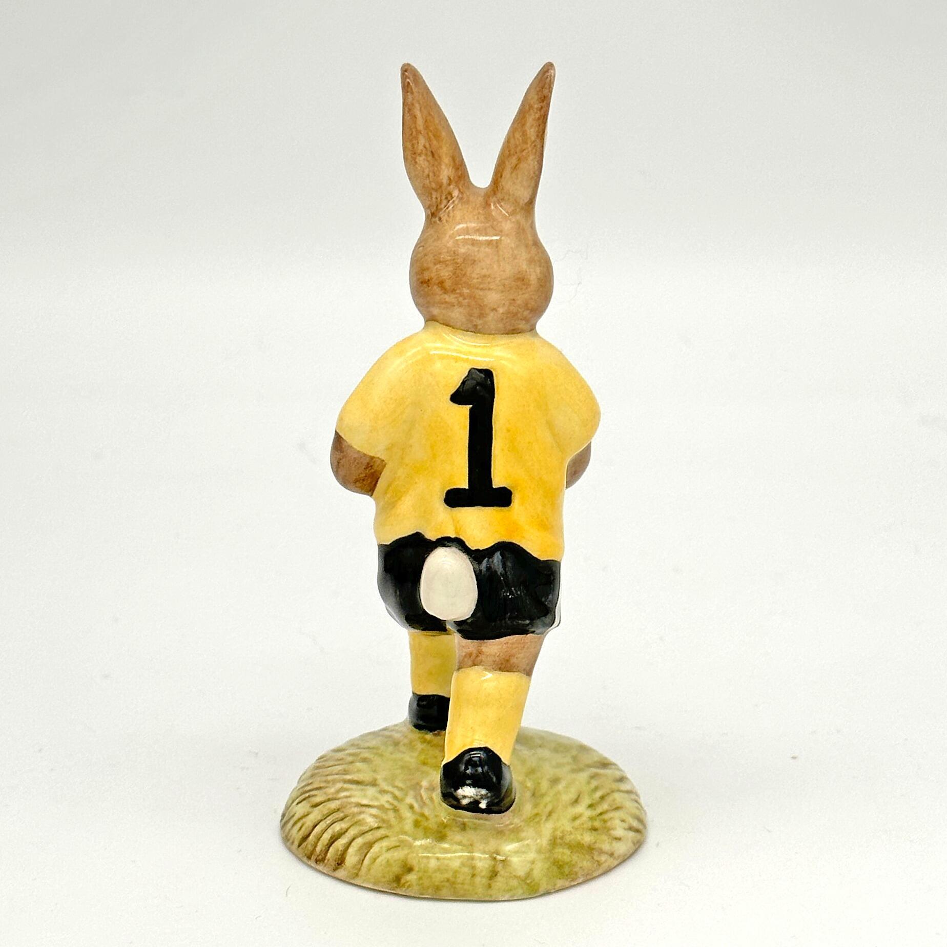 Royal Doulton Bunnykins figure - DB120 Goalkeeper in Yellow and Black - back