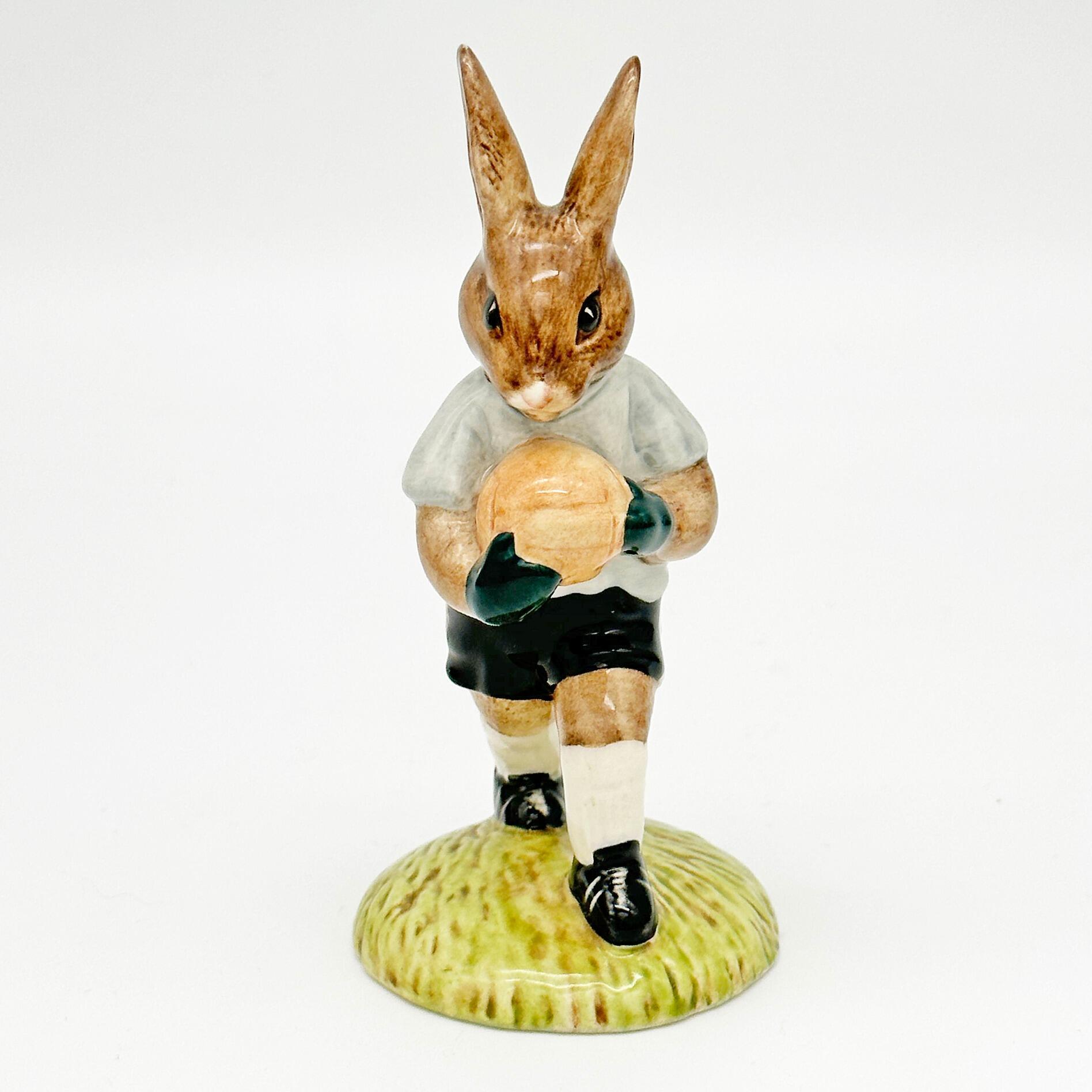 Royal Doulton Bunnykins figure - DB122 Goalkeeper in Grey and Black - front