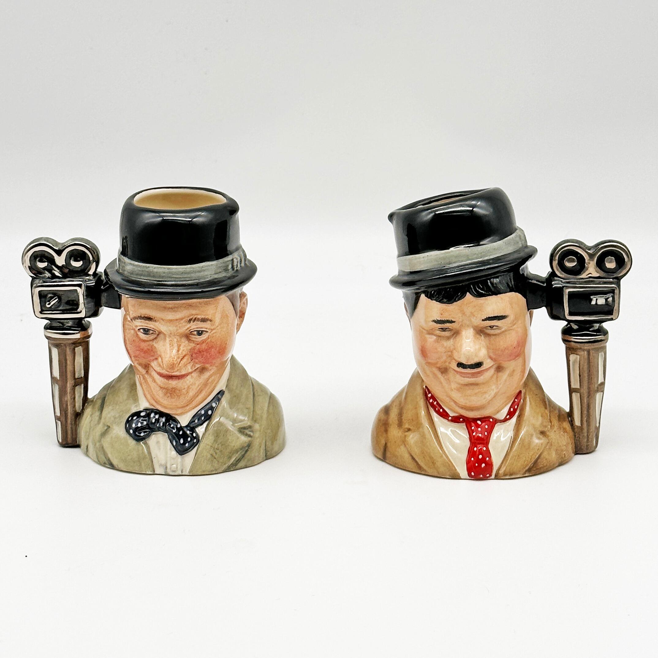 Royal Doulton D7008 Stan Laurel and D7009 Oliver Hardy Pair of limited edition character jugs - front