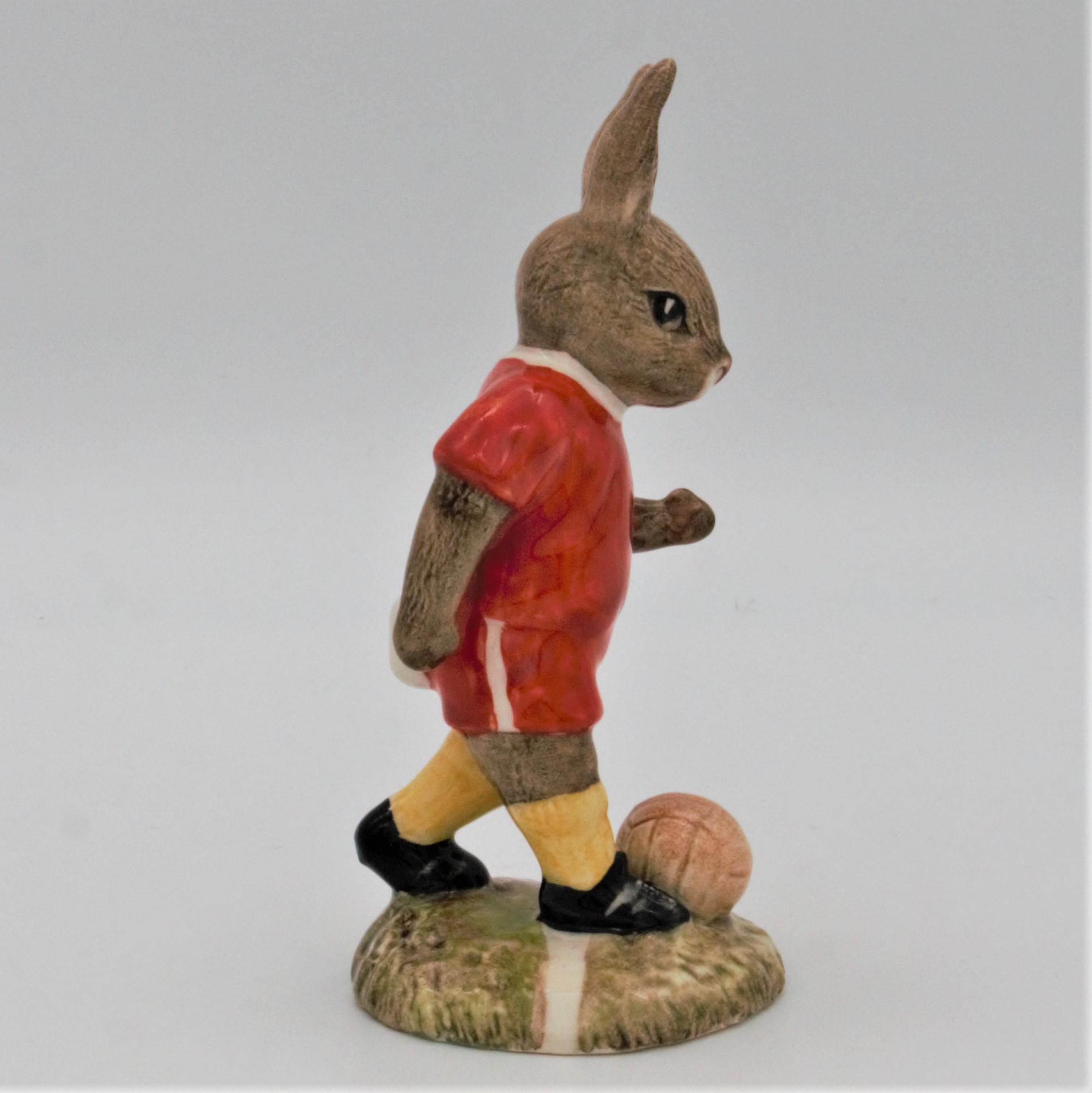 Royal Doulton Bunnykins figure - DB119 Footballer in Red - right