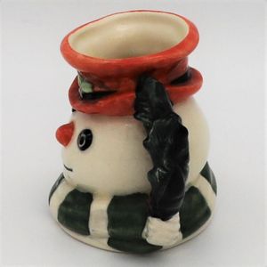 Royal Doulton D7062 Snowman Character Jug with Holly and Berries Handle - left side