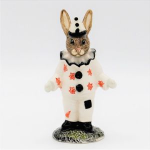 Royal Doulton Bunnykins figure - DB129 Clown - with black ruff - front