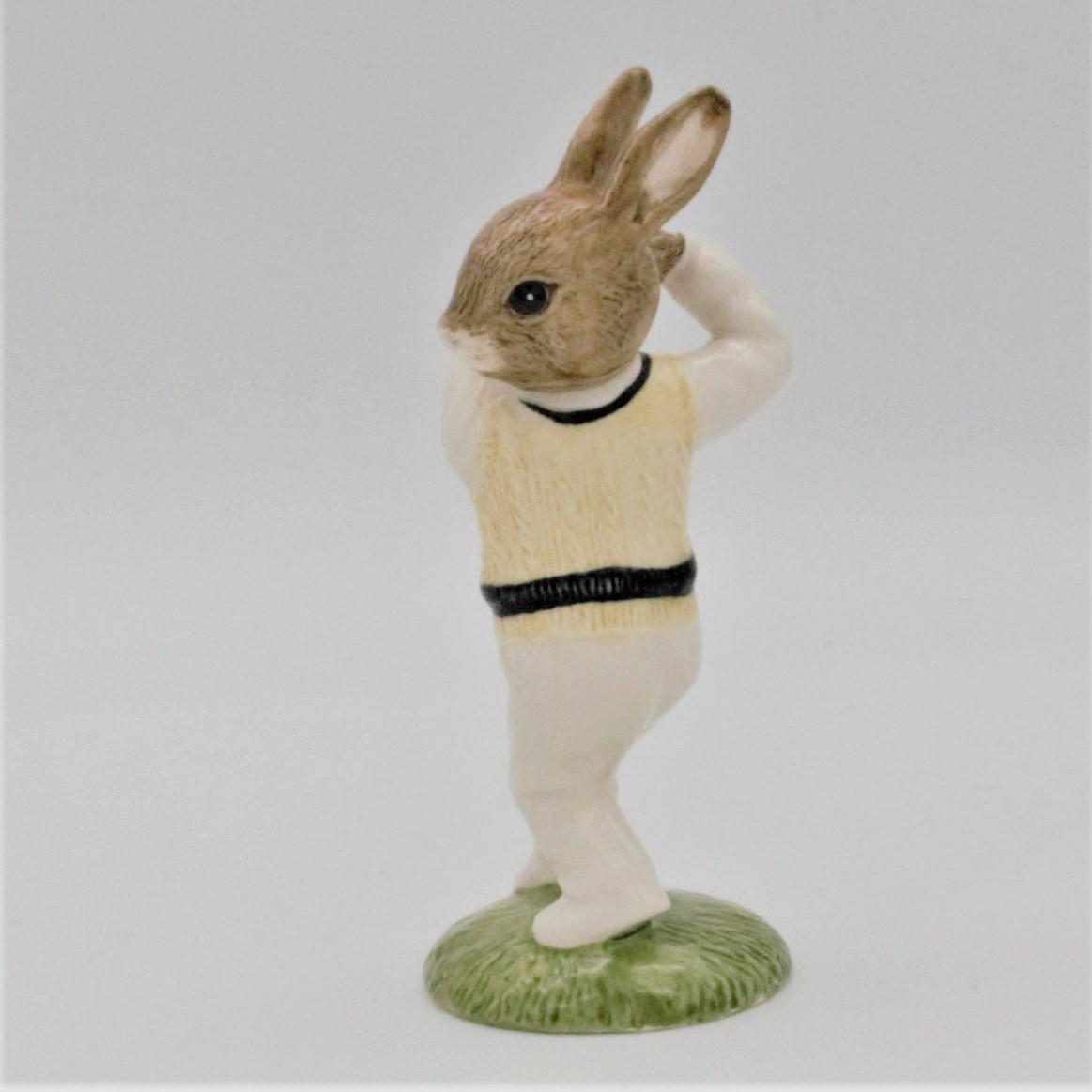 Royal Doulton Bunnykins cricket figure - DB145 Bowler - left