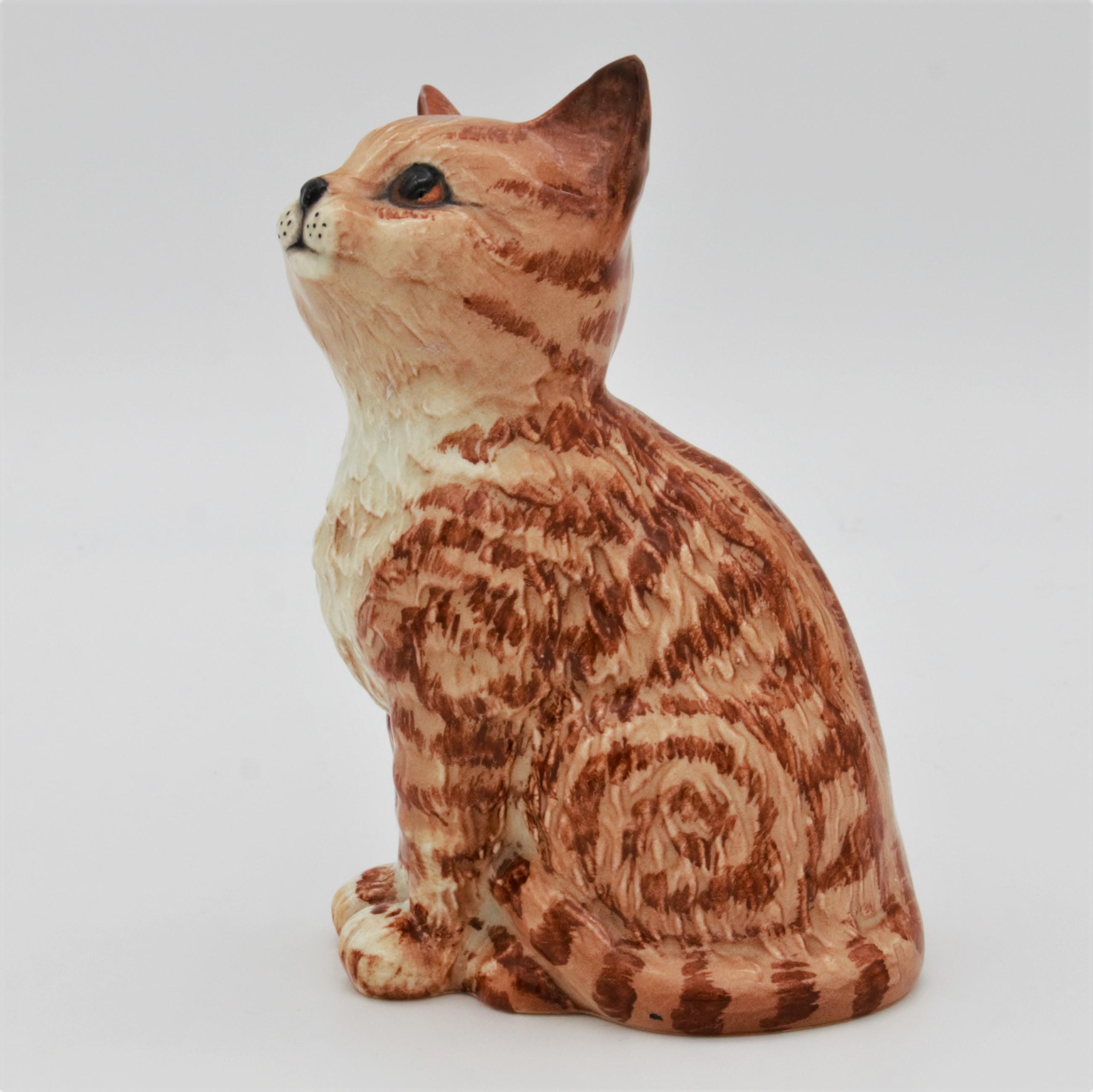 Beswick 1886 Persian Kitten Ginger Swiss Roll Seated Looking Up - left