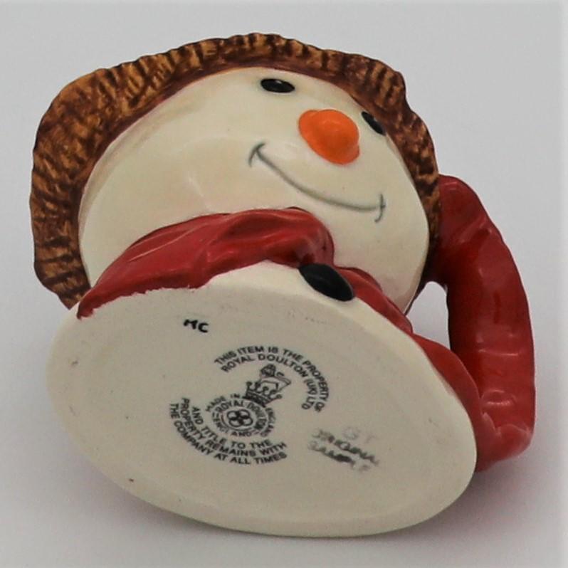 Royal Doulton D6972 Prototype Snowman Character Jug with Scarf Handle and Straw Hat - base