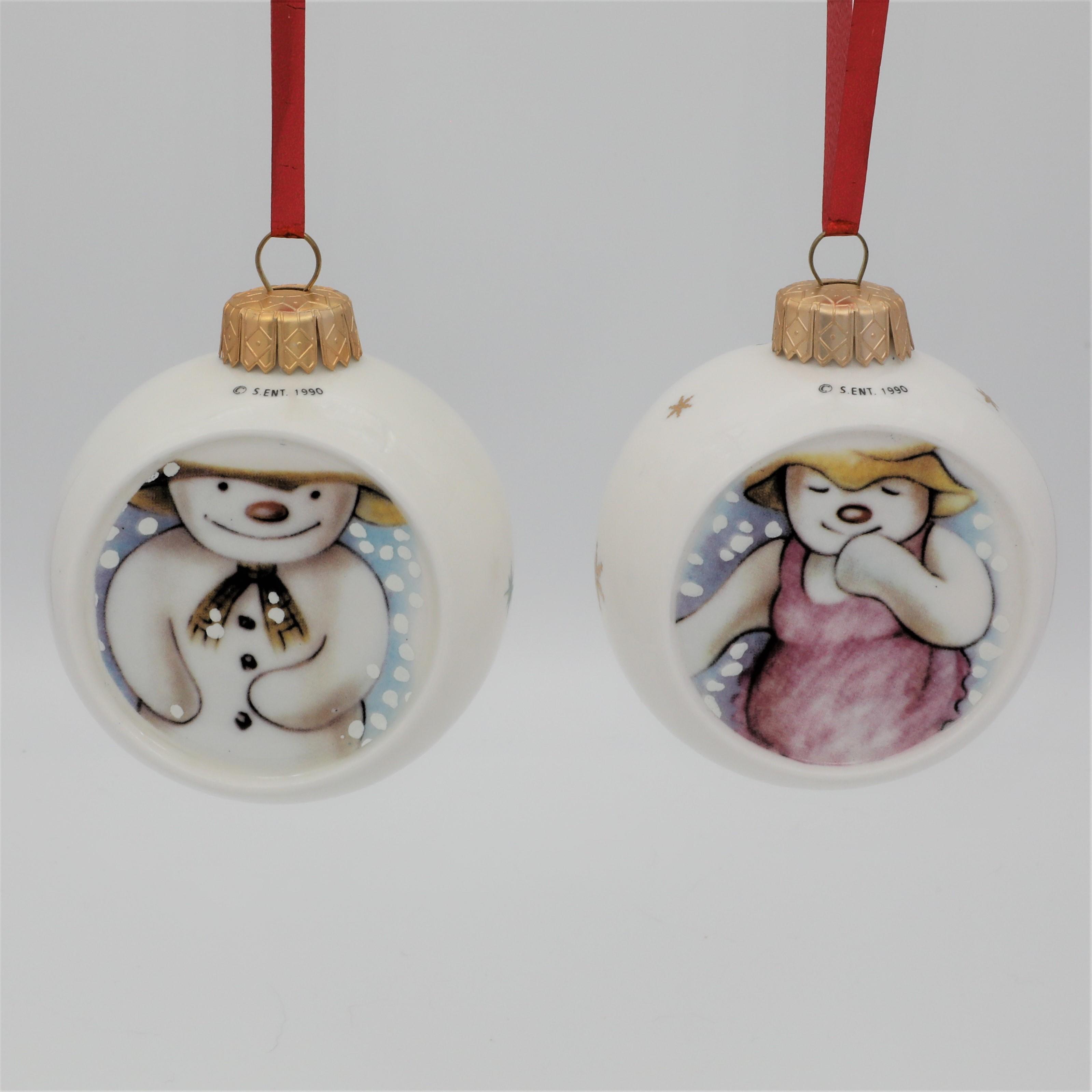 Royal Doulton Pair of Snowman and Snow Lady Christmas Tree Baubles - Front