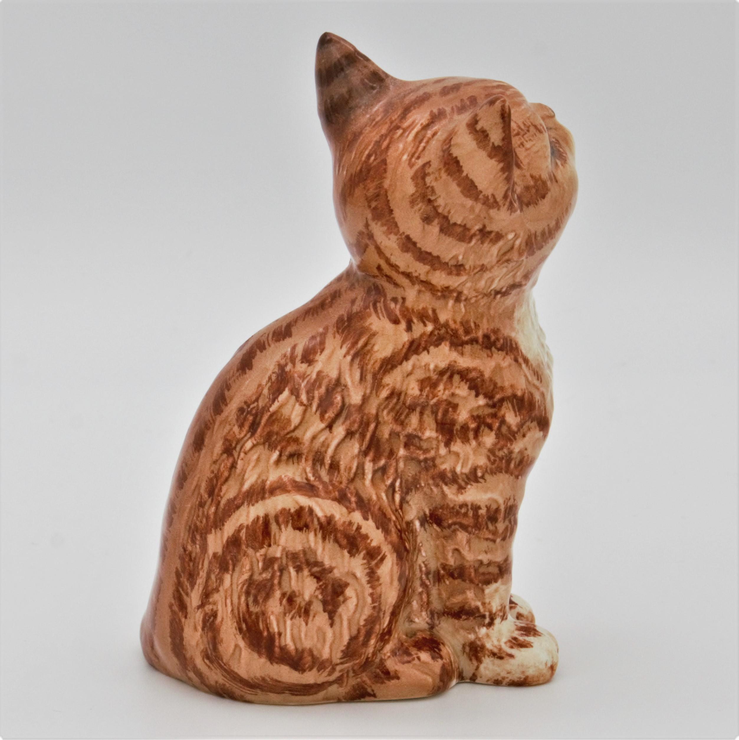 Beswick 1886 Persian Kitten Ginger Swiss Roll Seated Looking Up - right
