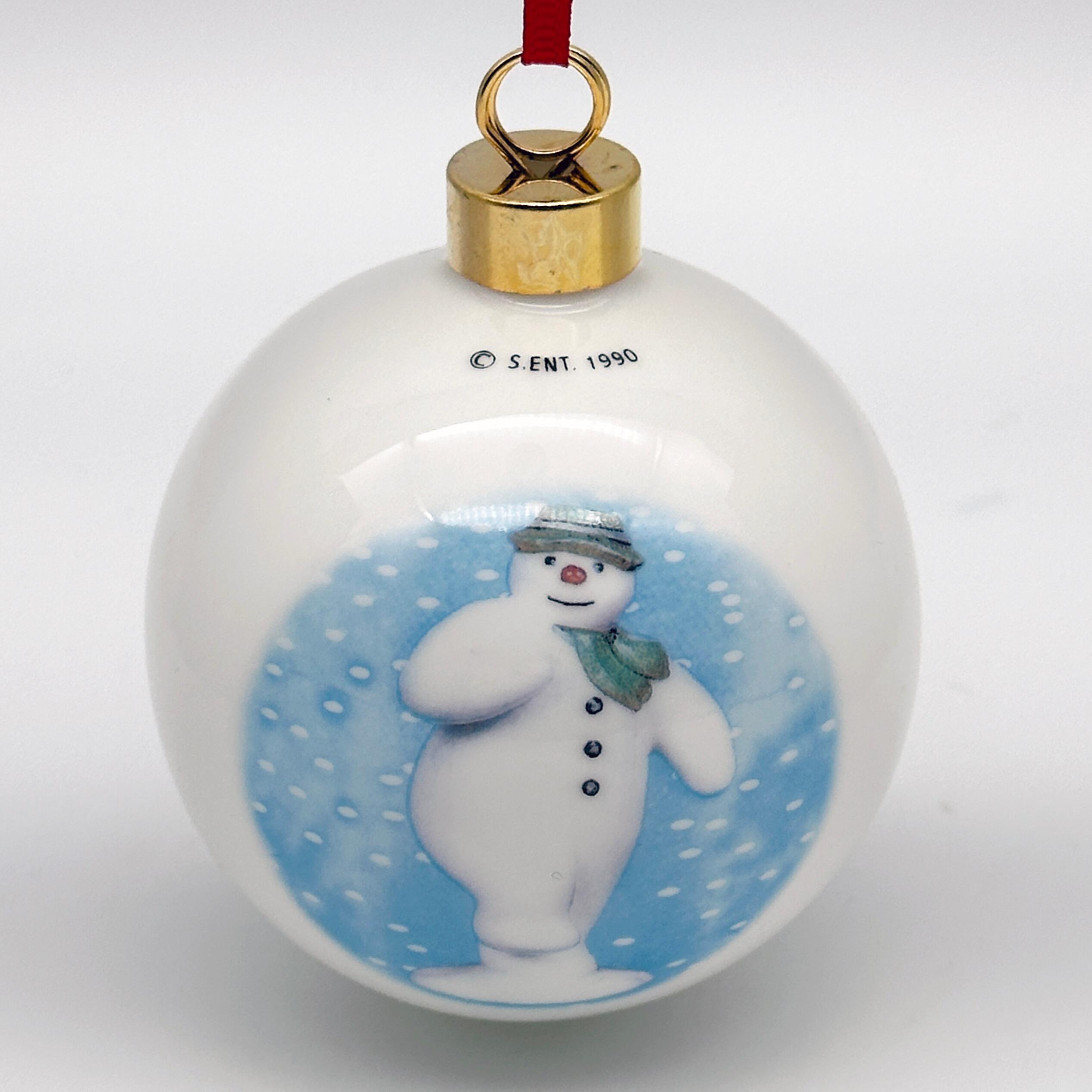 Royal Doulton Set of 6 Spherical Snowman Christmas Tree Bauble - Snowman