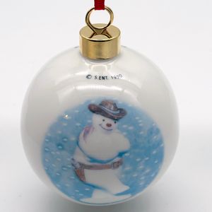 Royal Doulton Set of 6 Spherical Snowman Christmas Tree Bauble - Cowboy