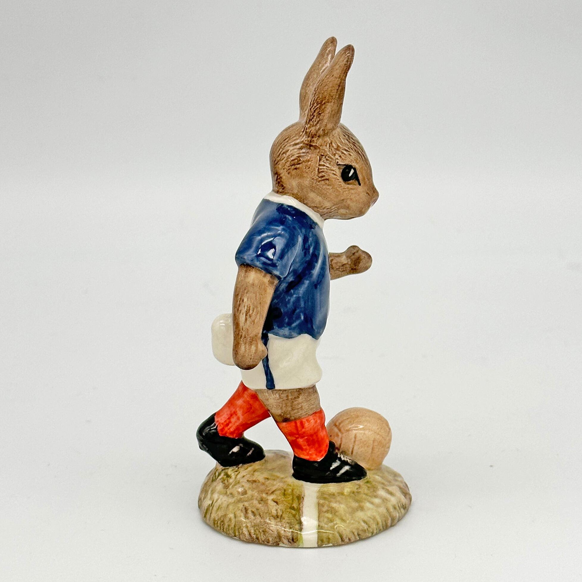 Royal Doulton Bunnykins figure - DB123 Soccer Playerin Blue and White - right