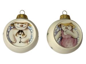Royal Doulton Pair of Snowman and Snow Lady Christmas Tree Baubles - Front