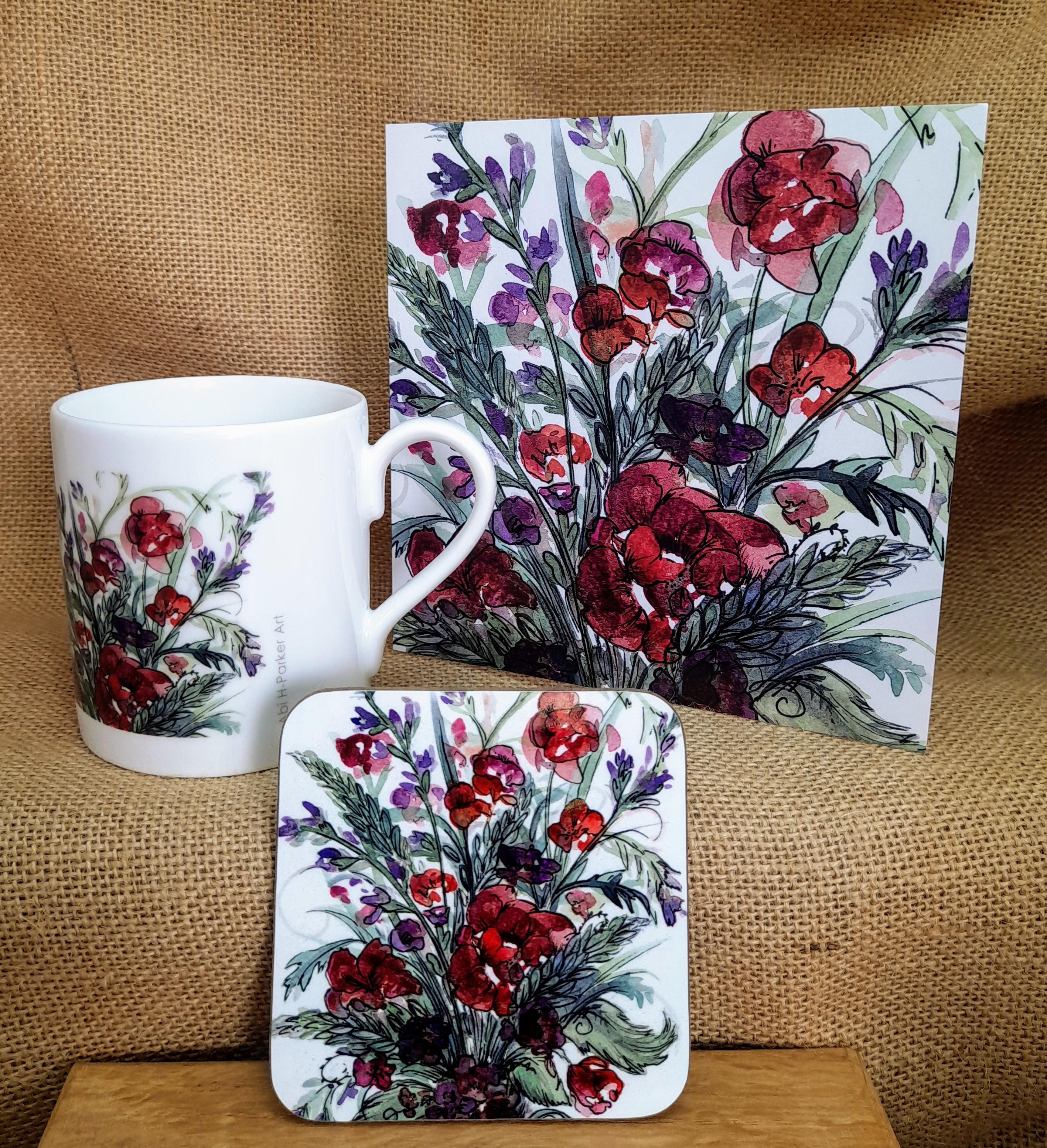 Deeo Florals Gift Collection; Card, China Cup & Coaster