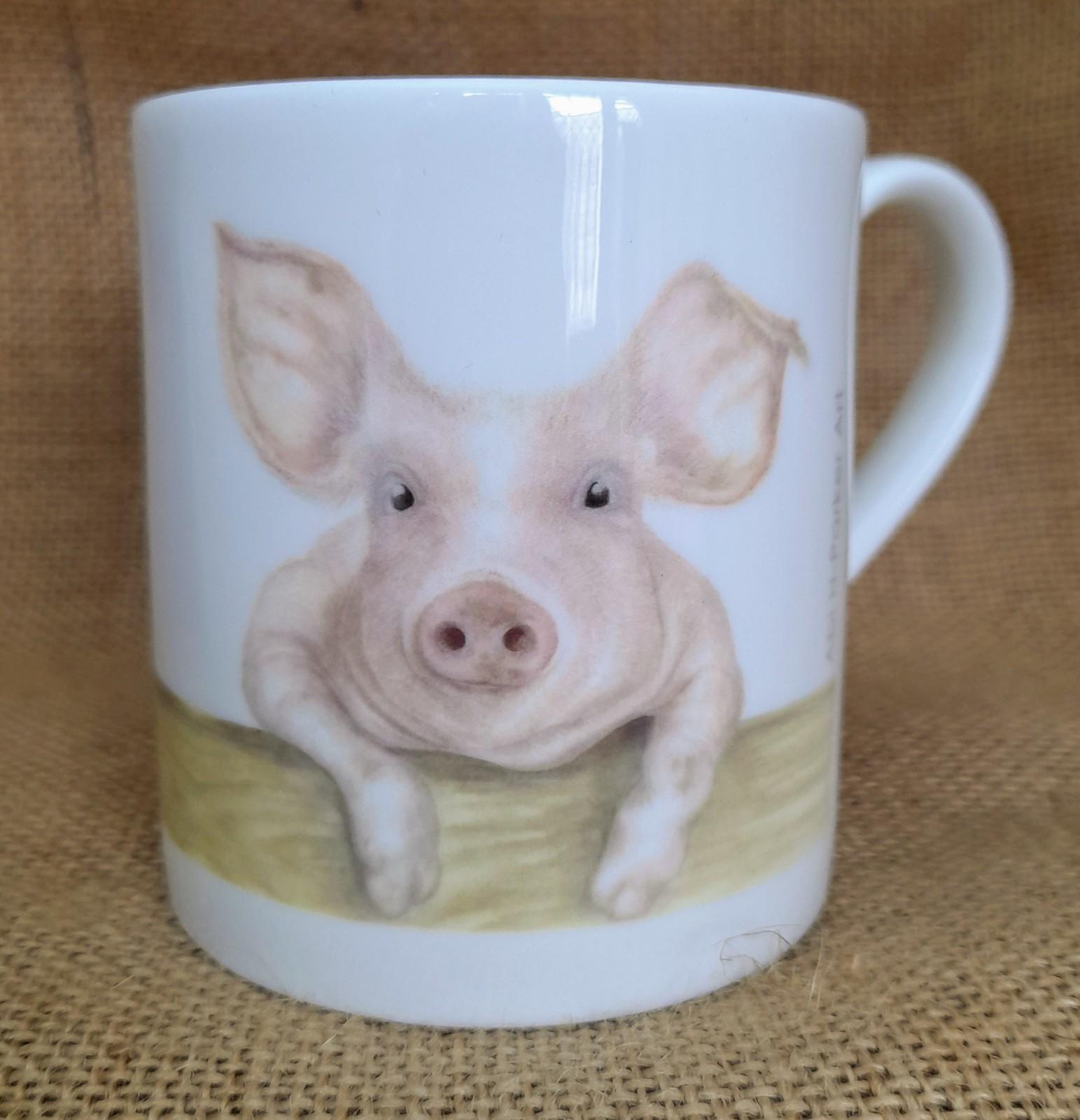 Mr Pig chine cup close up