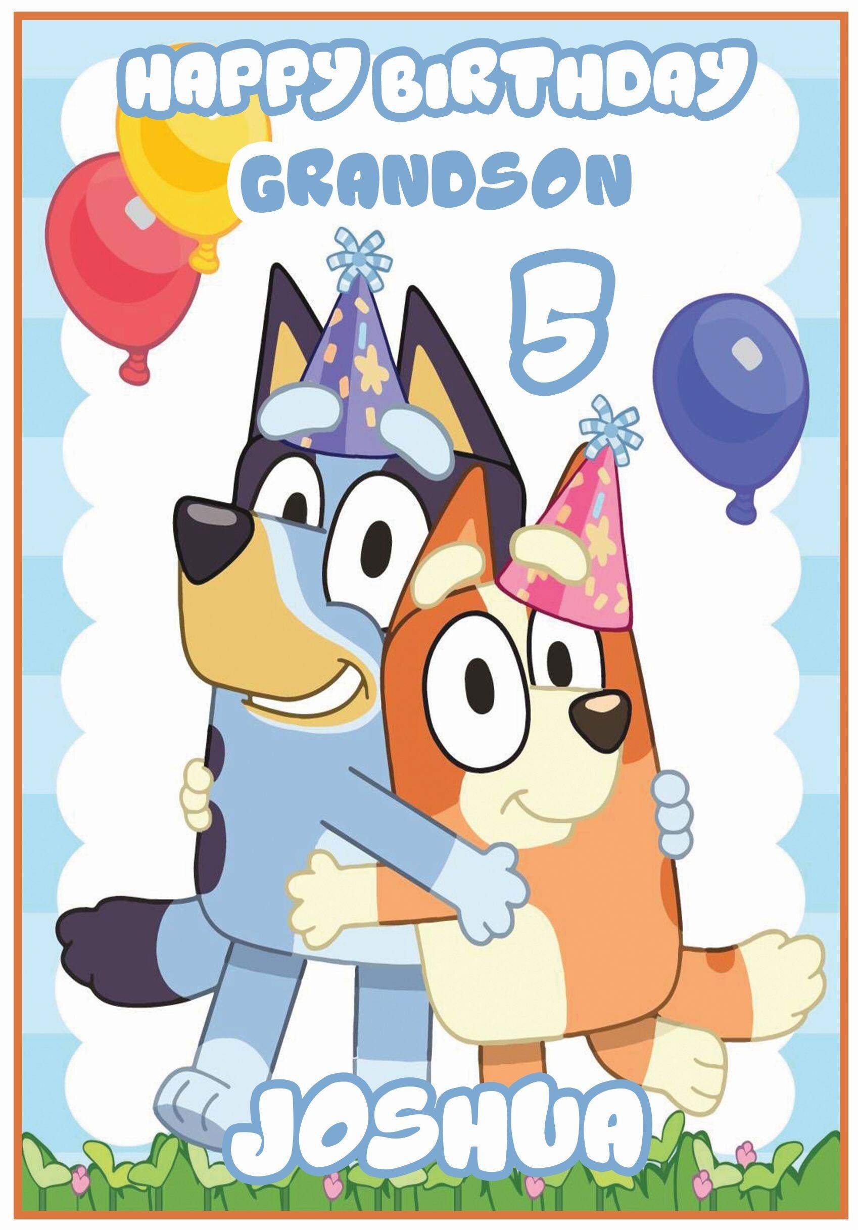 Personalised Bluey Theme Birthday Card