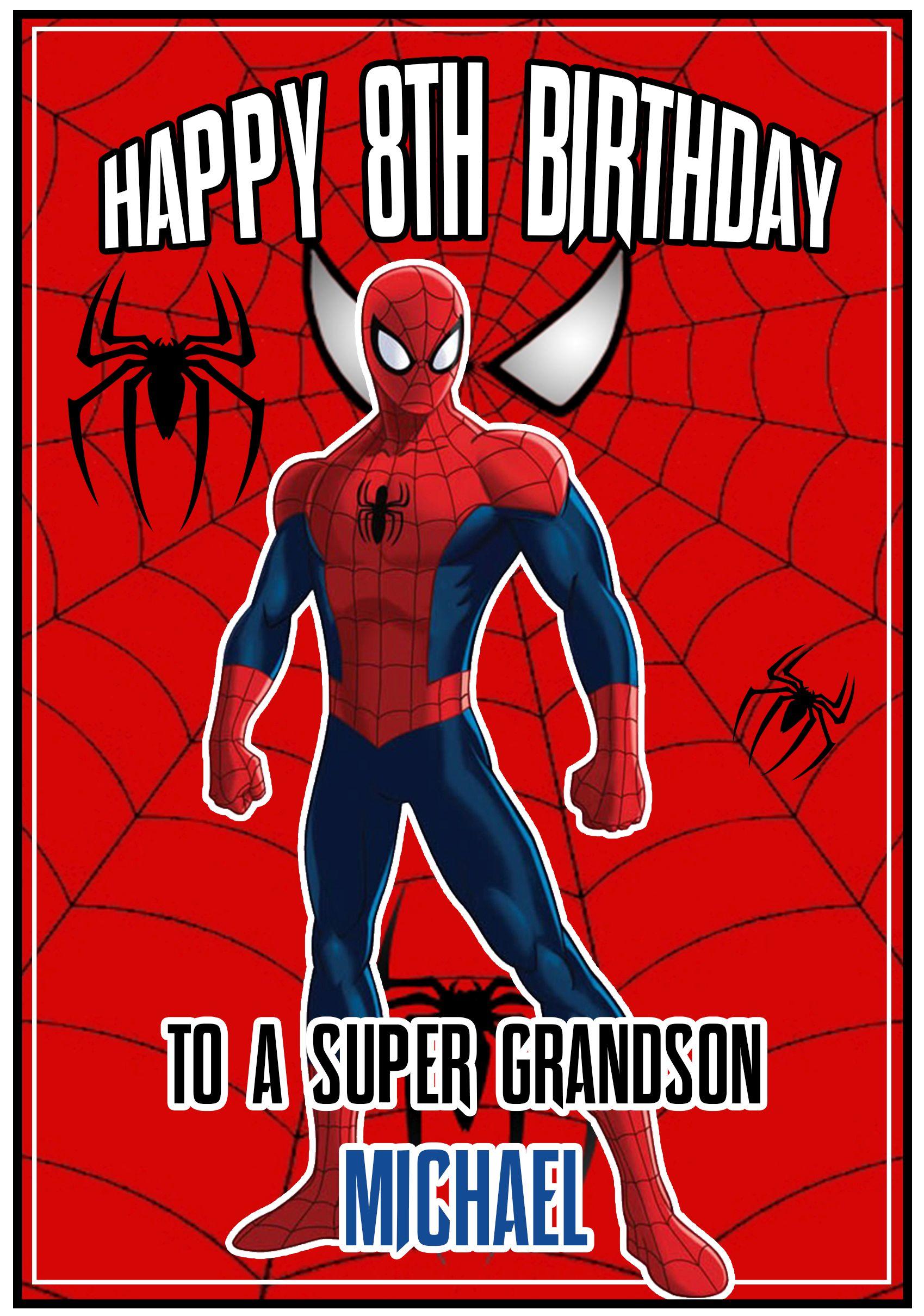 Personalised Heroic Spiderman Theme Birthday Card