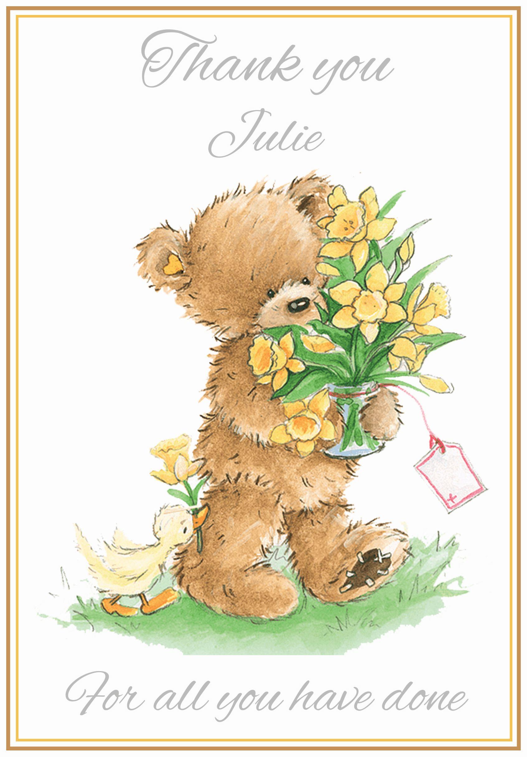 Personalised Brown Bear Thank You Card