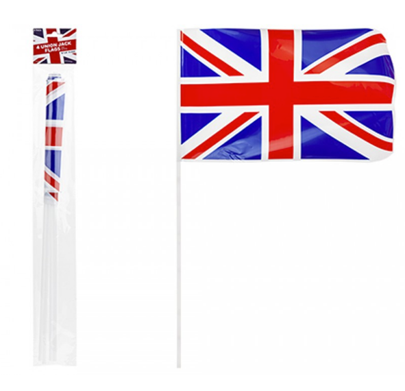 Union Jack Plastic 12" Waving Flags