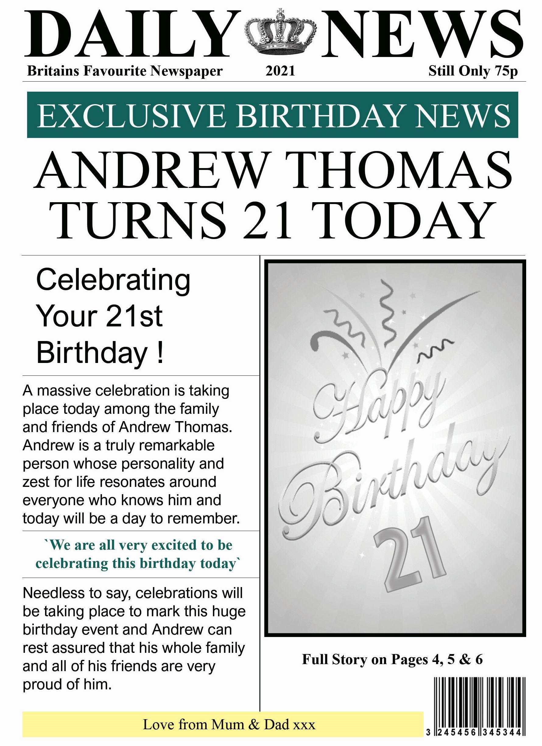 Personalised Newspaper Theme Birthday Card