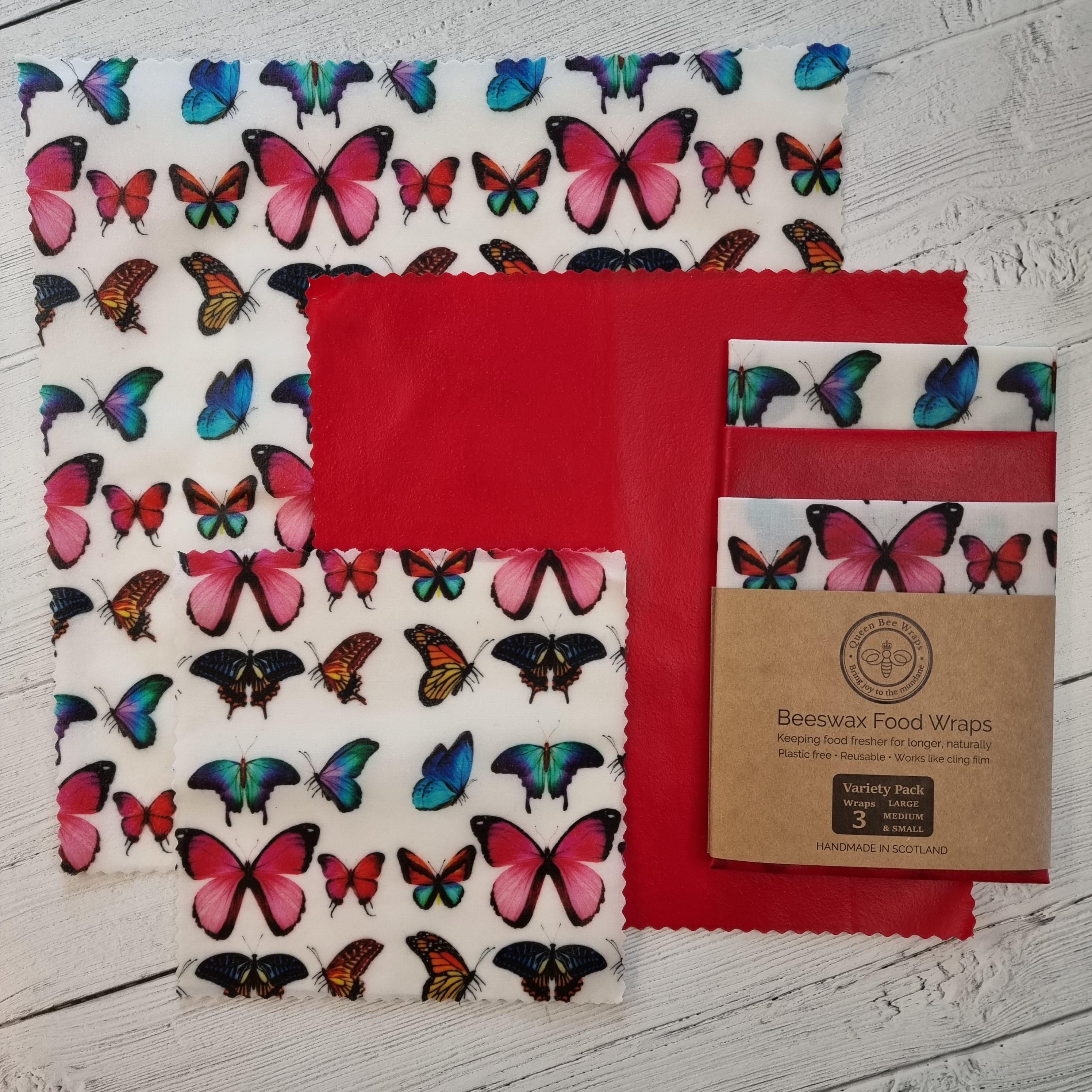 variety pack butterfly beeswax wraps
