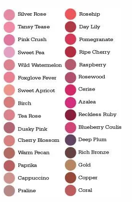 Lipstick shop colour chart