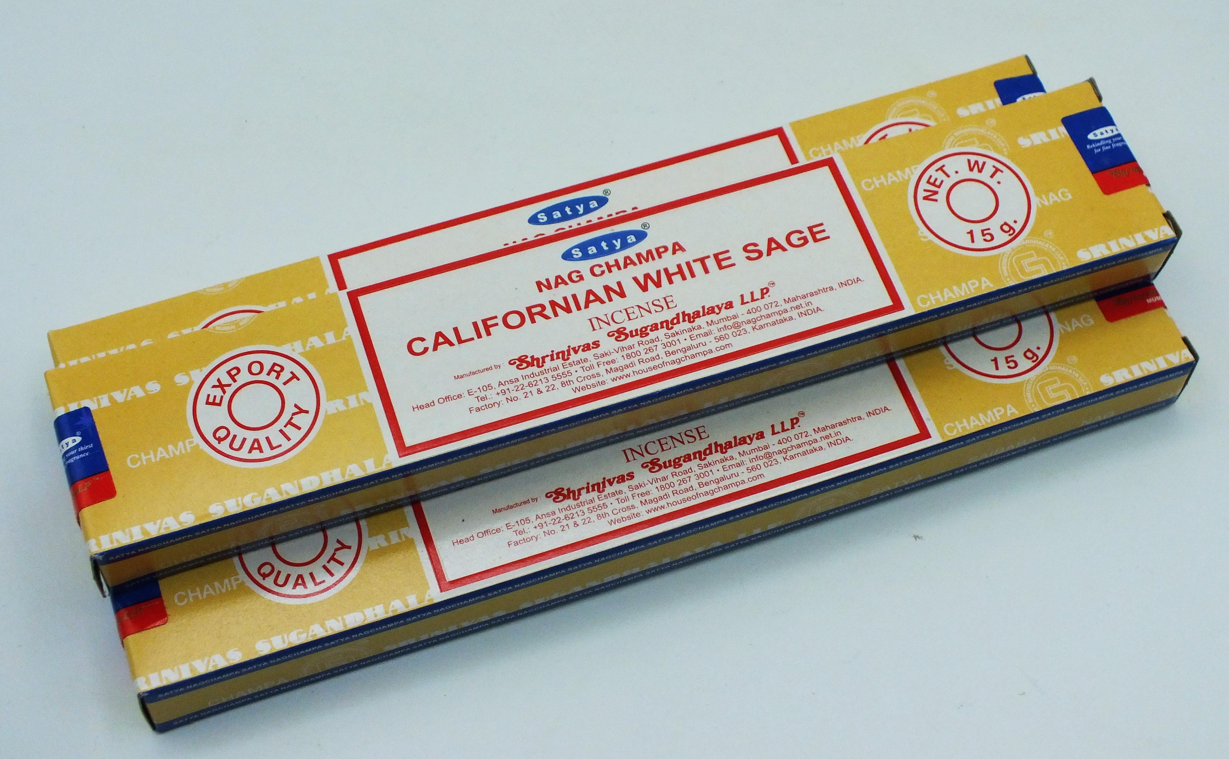 Californian White Sage Satya Nag Champa Incense Sticks 15 gram Box