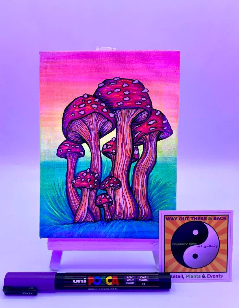 Magic Mushrooms UV Reactive Multimedia Canvas