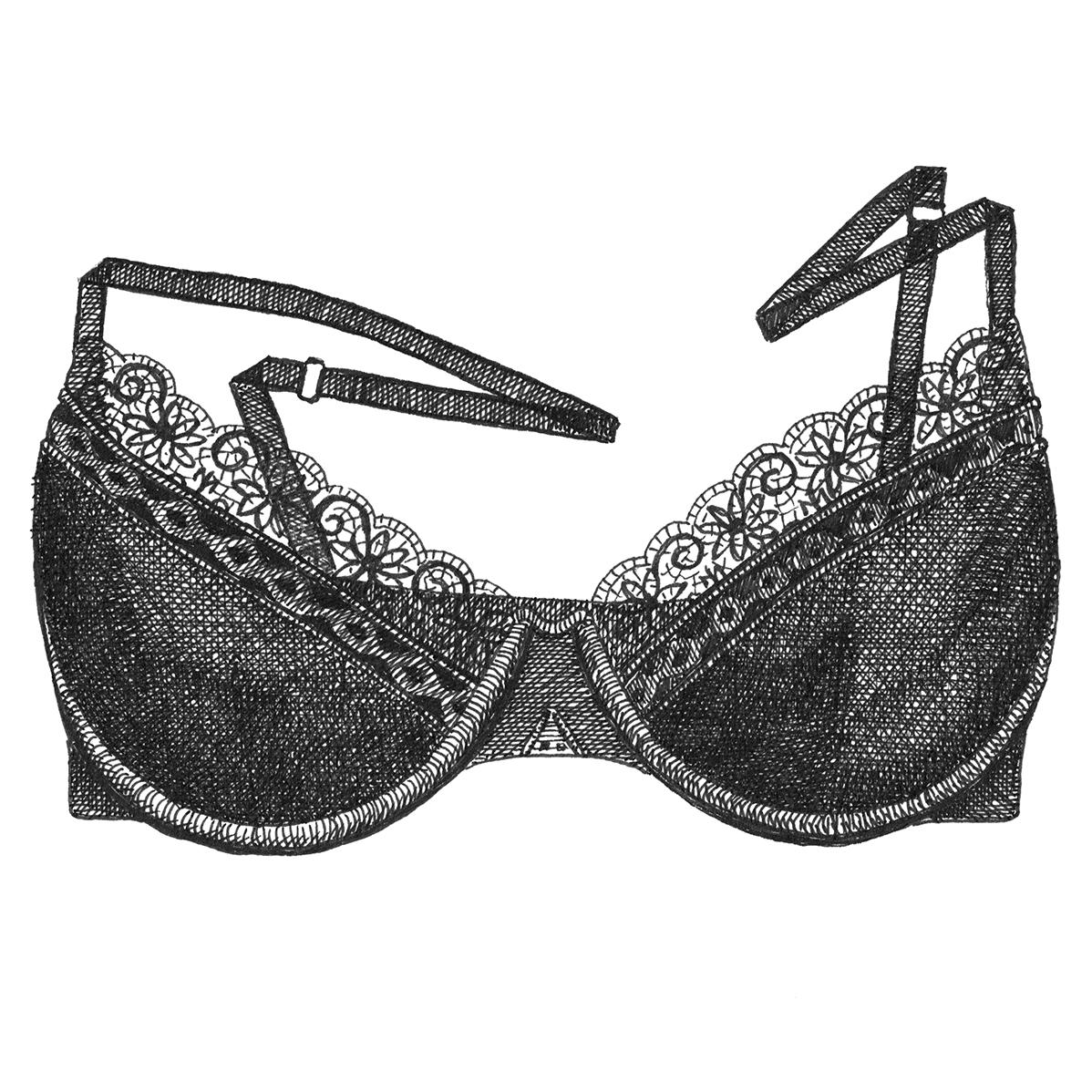 Limited edition print from pen and ink drawing of a lacy bra