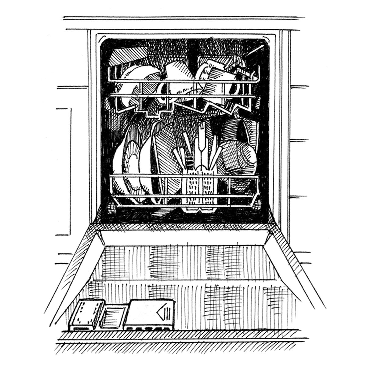 Limited edition print from pen and ink drawing of the inside of a dishwasher