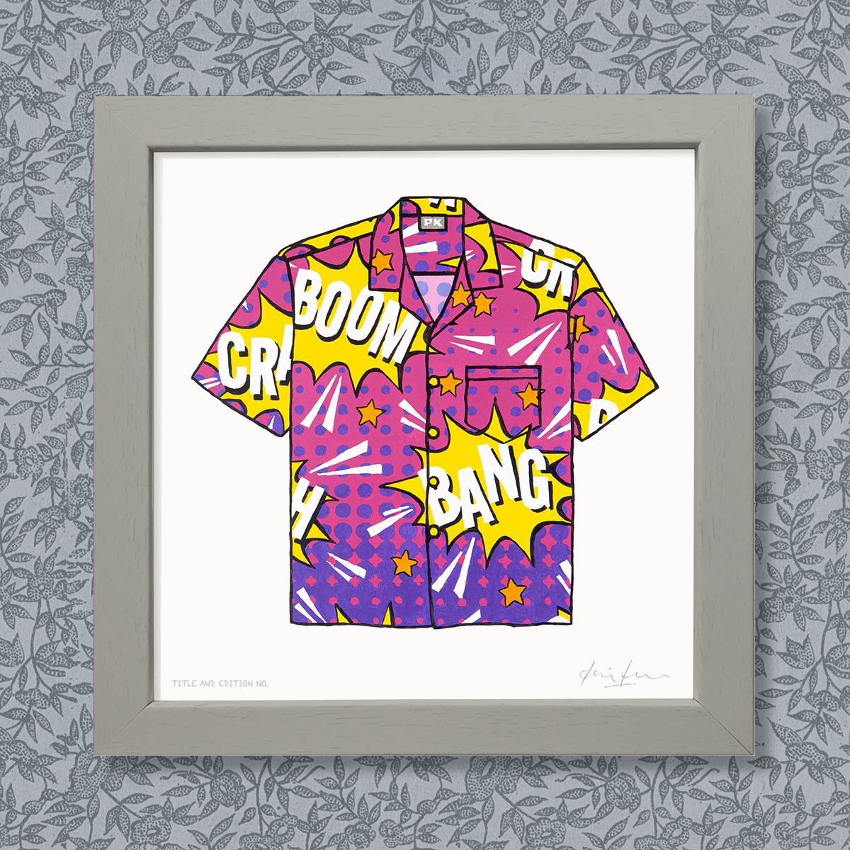 Limited edition print - Loud 'Tea' Shirt - in grey frame