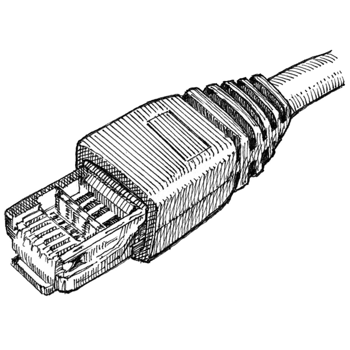 Limited edition print from pen and ink drawing of an ethernet connector