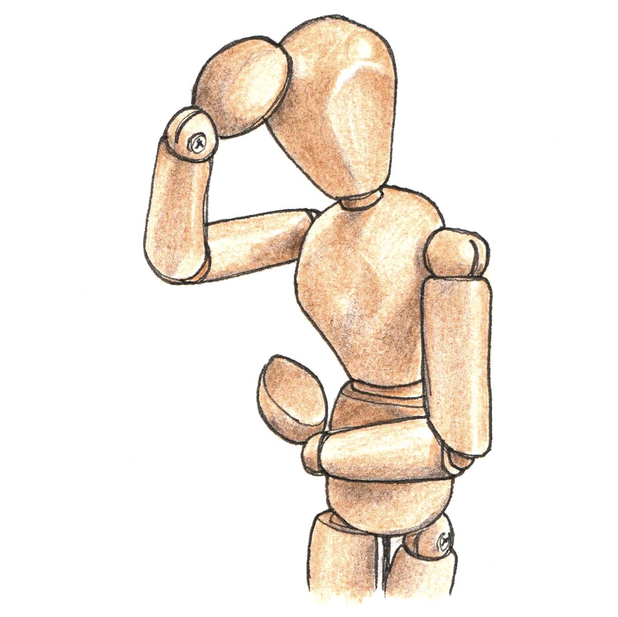 Limited edition print from pen and ink drawing of an artists' mannequin