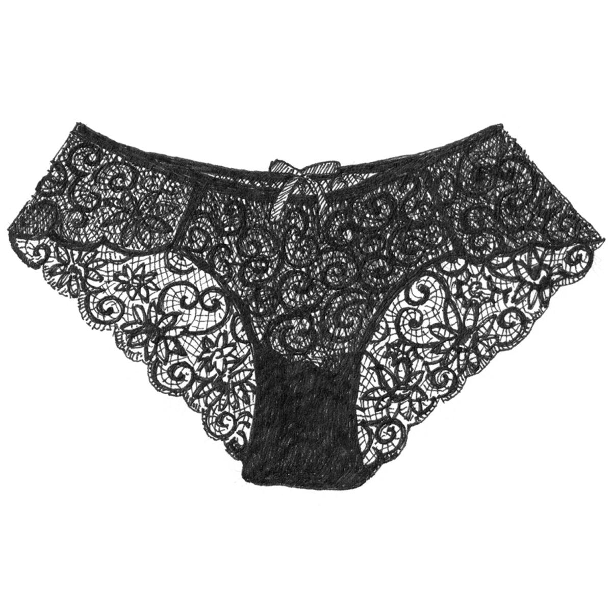 Limited edition print from pen and ink drawing of a pair of lacy knickers