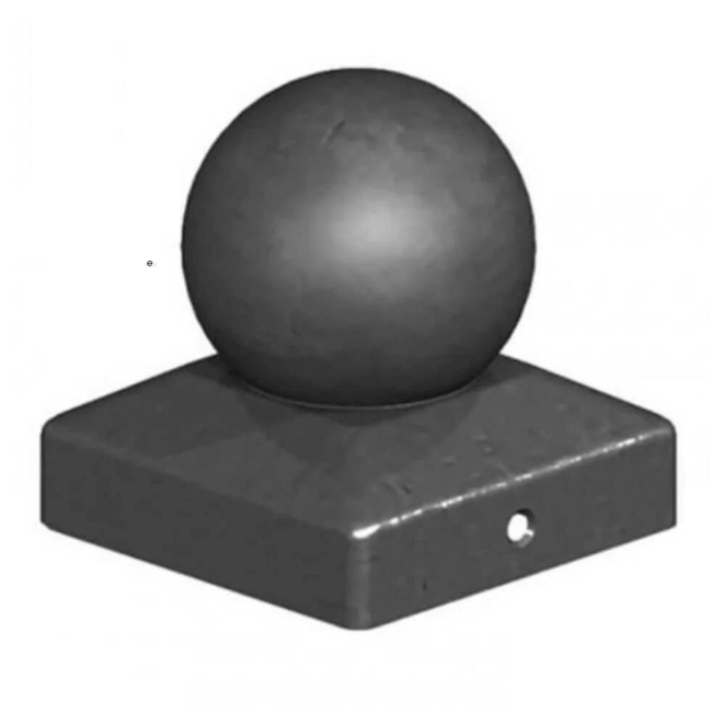Black Metal Ball Fence Post Cap & Finial for 100mm Posts