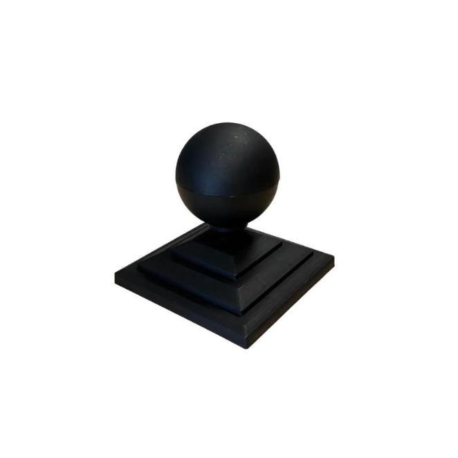 100mm x 75mm Plastic Ball Finial and Post Cap Black
