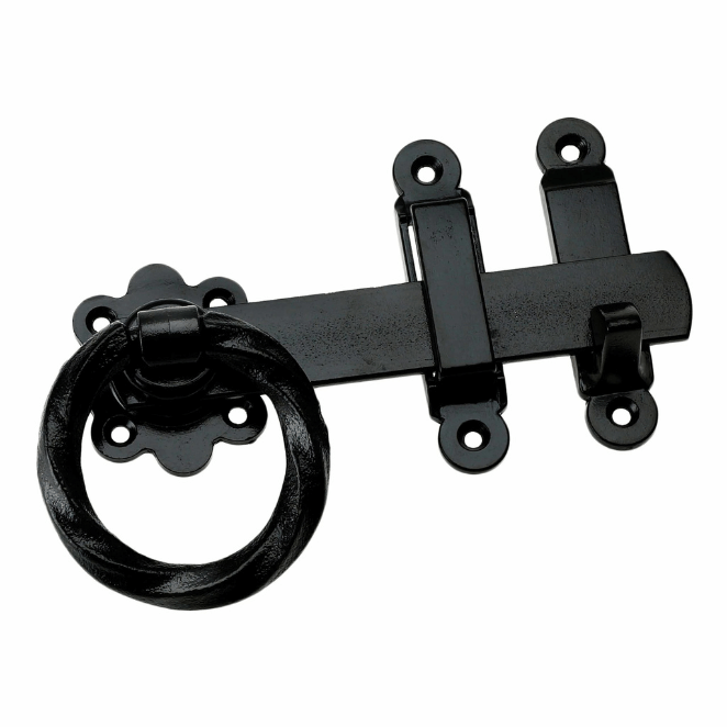 Twisted Ring Gate Latch 6 Inch Black