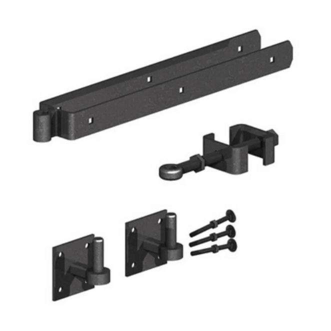 Adjustable Hinge Set with Hooks on Plates 600mm Black